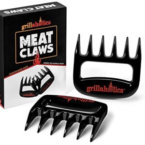 Grillaholics BBQ Meat Shredder Claws - Wolverine Style Ultra-Sharp Blades Quickly Lift Handle & Shred Meats - Best Dishwasher Safe Bear Claw Pulled Pork Meat Shredders in BBQ Grill Accessories (Black)