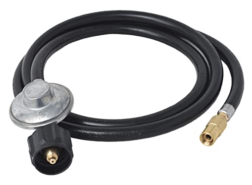 Flame King FK-GRD-REGHS6FT 6 Ft Propane Gas Regulator Hose Adapter Connect to 20Lb Tank for 17"/22" Blackstone Tabletop Grill Griddle, Black