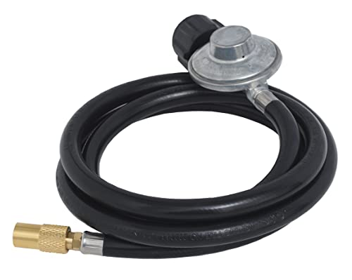 Flame King FK-GRD-REGHS6FT 6 Ft Propane Gas Regulator Hose Adapter Connect to 20Lb Tank for 17"/22" Blackstone Tabletop Grill Griddle, Black