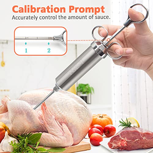 Meat Injector Syringe, Injector Marinades for Meats, Turkey, Brisket; Come with 3 Marinade Injector Needles; Meat Injectors for Smoking and BBQ, 2-OZ