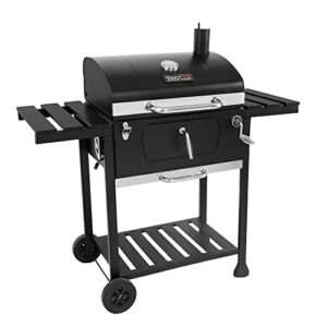 Royal Gourmet CD1824EN 24” Charcoal Grill Outdoor Smoker with Side Tables Backyard Griller Party BBQ Picnic Patio Cooking, Black