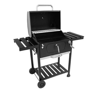 Royal Gourmet CD1824EN 24” Charcoal Grill Outdoor Smoker with Side Tables Backyard Griller Party BBQ Picnic Patio Cooking, Black