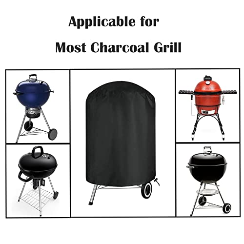 Twopone Charcoal Grill Cover, BBQ Grill Cover for Weber Charcoal Kettle, Heavy Duty Waterproof Outdoor Smoker Cover, Round Grill Cover for Most Charcoal Grill-30 D x 28" H
