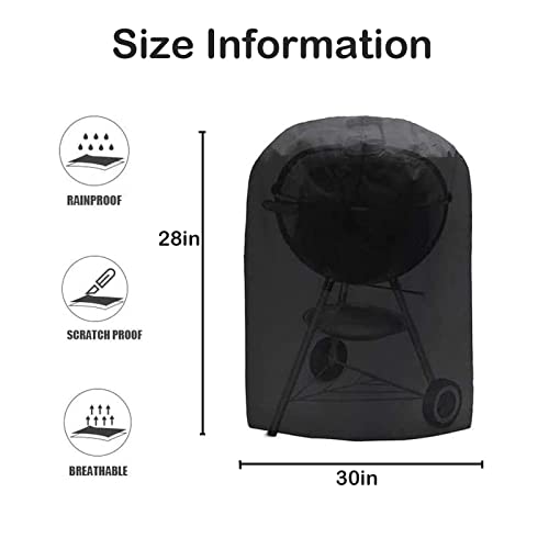 Twopone Charcoal Grill Cover, BBQ Grill Cover for Weber Charcoal Kettle, Heavy Duty Waterproof Outdoor Smoker Cover, Round Grill Cover for Most Charcoal Grill-30 D x 28" H