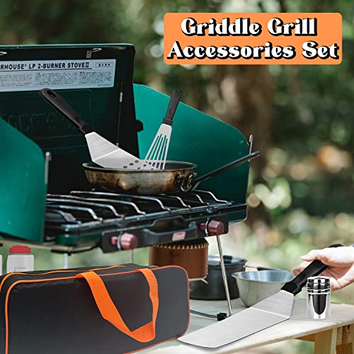 Griddle Accessories Kit,42Pcs Stainless Steel Flat Top Grilling Tools Set with a Carry Bag for Barbecue Lovers Camping Outdoor Backyard Indoor Cooking Baking