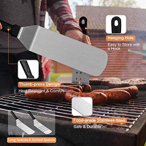 Griddle Accessories Kit,42Pcs Stainless Steel Flat Top Grilling Tools Set with a Carry Bag for Barbecue Lovers Camping Outdoor Backyard Indoor Cooking Baking