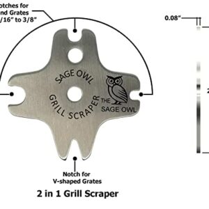 The Sage Owl Barbecue Grill Cleaning Kit for Hot Grills - for Grill Aficionados. Stainless Steel Bristle Free Grill Scraper Tool with 17" Long Handle, Best BBQ Cleaner - Kitchen Stocking Stuffers Men