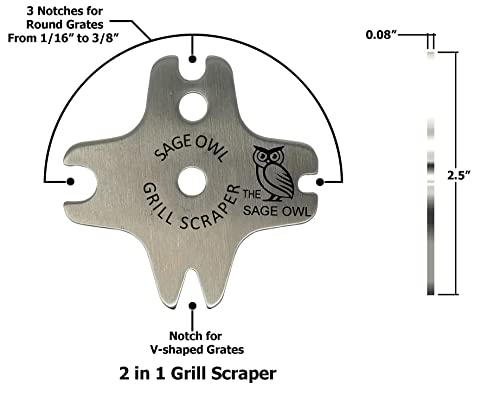 The Sage Owl Barbecue Grill Cleaning Kit for Hot Grills - for Grill Aficionados. Stainless Steel Bristle Free Grill Scraper Tool with 17" Long Handle, Best BBQ Cleaner - Kitchen Stocking Stuffers Men