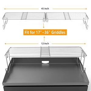 MixRBBQ Adjustable Griddle Warming Rack for Blackstone 17" 22" 28" 36" Griddles, Universal Cooking Grate BBQ Accessories Compatible with Camp Chef, Pit BOSS, Razor, Cuisinart, Royal Gourmet Griddles
