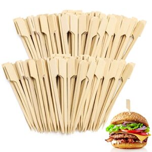 200 pcs 3.5 inch bamboo wooden paddle picks skewers toothpicks for cocktail, appetizers, fruit, sandwich, barbeque snacks (3.5'')