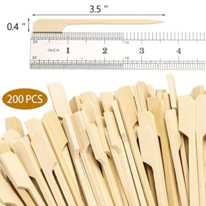 200 Pcs 3.5 inch Bamboo Wooden Paddle Picks Skewers Toothpicks for Cocktail, Appetizers, Fruit, Sandwich, Barbeque Snacks (3.5'')