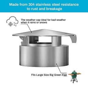 Skyflame Stainless Steel Grill Chimney Top Vent Cap Replacement Compatible with Large Big Green Egg - Updated Version - Clamshell Design