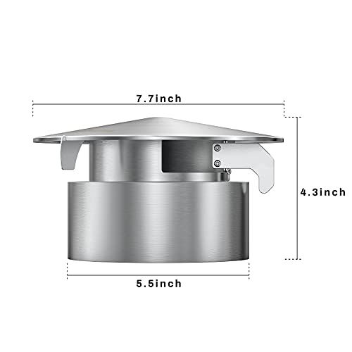 Skyflame Stainless Steel Grill Chimney Top Vent Cap Replacement Compatible with Large Big Green Egg - Updated Version - Clamshell Design