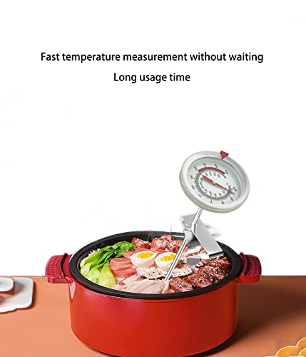 QIJING 12 inch Food Thermometer Instant readout, Long Handle with Stainless Steel Clip, no Batteries Required, Frying Thermometer for Grill, Grill Meat, Milk Foam