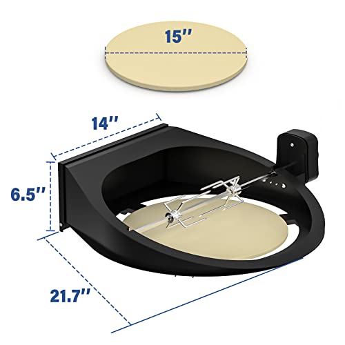 Kenmeister Chef 2 in 1 Rotisserie Kit with Pizza Ring, Rotisserie/Pizza Oven Grill Accessory Compatible with Large Big Green Eggs