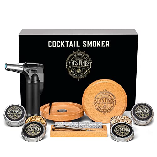 Cocktail Smoker Kit with Torch, Whiskey Smoker Kit, Drink Smoker Infuser Kit, Bourbon Smoker Kit, Old Fashioned Cocktail Kit, Unique Gifts for Men, Brother, Dad, Husband (No Butane)… (Kit With Torch)