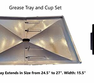 Quickflame Grill Drip Pans Adjustable Grease Tray and Heat Plates Set Fit for DynaGlo, Uniflame, BHG, Backyard Grill Models -(27")