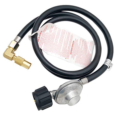 MENSI 5 Feet Low Pressure Propane Regulator with 90 Degree Elbow Adaptor for Blackstone 17" and 22" Table Grill