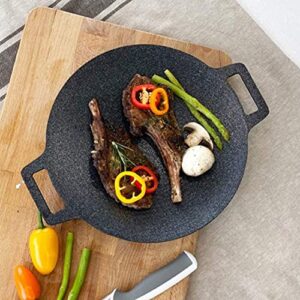 Kitchen Art Korean Hangil BBQ Grill Non-stick Grill/Natural Material 6 Layer Coating/[Made In Korea]Circular size 13 inches,15.3 inches[Bag included] Can be used for both home and outdoor stoves.