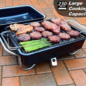 Raptor Grilling - Optimized Portable Charcoal Grill Smoker, Barbecue for Camping, Tailgating & Travel; Go Anywhere Tabletop Outdoor BBQ Cooker & Chargrill, Charbroil, Smoke or Hibachi (Black Rush)