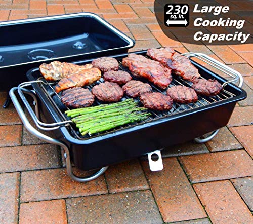 Raptor Grilling - Optimized Portable Charcoal Grill Smoker, Barbecue for Camping, Tailgating & Travel; Go Anywhere Tabletop Outdoor BBQ Cooker & Chargrill, Charbroil, Smoke or Hibachi (Black Rush)