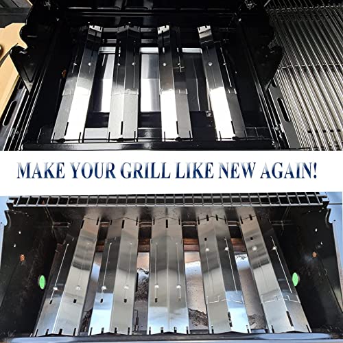 Hisencn Adjustable Stainless Steel Grill Heat Plate Shield, Heat Tent, Flavorizer Bar, Burner Cover, Flame Tamer, Heat Deflectorfor Brinkmann Gas Grill, Extends from 11.75" up to 21"