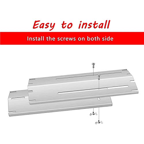 Hisencn Adjustable Stainless Steel Grill Heat Plate Shield, Heat Tent, Flavorizer Bar, Burner Cover, Flame Tamer, Heat Deflectorfor Brinkmann Gas Grill, Extends from 11.75" up to 21"