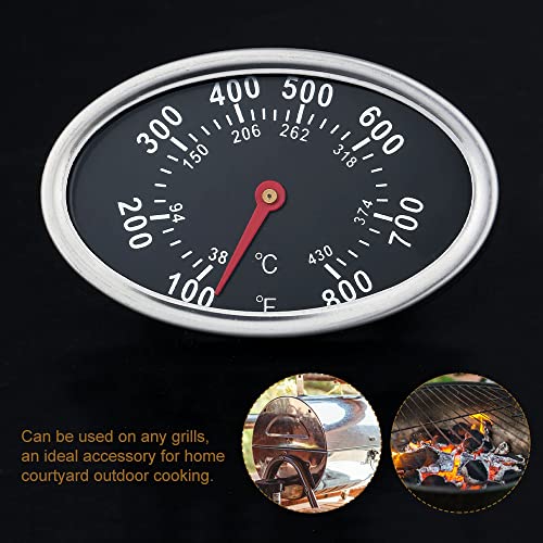 Mtsooning Grill Thermometer Replacement for Nexgrill Brinkmann Charmglow, 3 Inch BBQ Gauge Stainless Steel Heat Indicator, Oval Barbecue Temperature