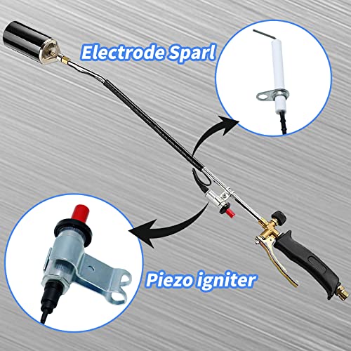 MENSI Propane Self Ignition High BTU Weed Torch Accessories Replacement Parts Piezo Push Button Igniter with Fixing Clamps And Spark Ceramic