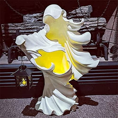 RAHAFA Halloween Ornament, Ghost Lantern, Witch Resin Lantern Decoration Hell Messenger with Lantern Halloween Horrible Corpse-White