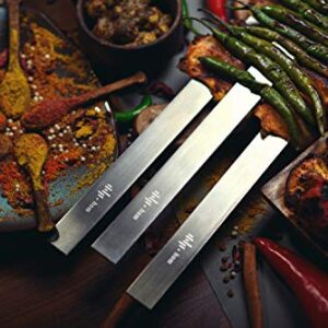 + HOM 6 Kebab 1" Wide Flat Skewers, Stainless Steel, No-Wood Handle, Koobideh Persian Kabob, Carrying Case