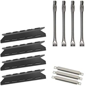 grill heat plates, grill burners & crossover tubes replacement for kenmore 146.46372610, 146.47223610, 146.46366610 gas grill, 4 pack bbq heat shields & burners replacement, 3 pack carry over tubes