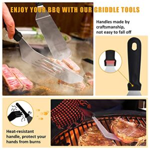 Griddle Accessories,15 Pcs Flat top Grill Accessories Kit for Blackstone,Grilling Tools Set with Spatula, Basting Cover, Scraper, Tongs, Egg Mold & Carry Bag for Outdoor BBQ, Teppanyaki and Camping