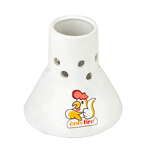 only fire Ceramic Beer Can Chicken Roaster Vertical Poultry Chicken Cooking BBQ Accessories Great for Grill, Oven or Smoker