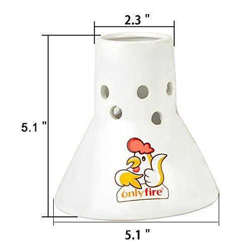 only fire Ceramic Beer Can Chicken Roaster Vertical Poultry Chicken Cooking BBQ Accessories Great for Grill, Oven or Smoker