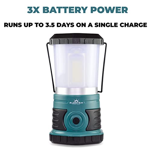 Blazin' Sun 1500 Lumen | Led Lanterns Rechargeable with Power Bank | Hurricane, Emergency, Storm, Power Outage Light | 85 Hour Runtime (Teal)