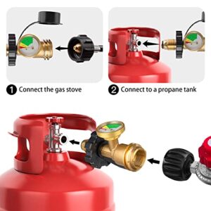 NiuBuNiu POL 100 lb Propane Tank Adapter Fittings, 1lb to 20lb Propane Tank Hose Adapter Old to New Connection Type, Comes with a Gauge Level Indicator.(Contains Sealing Tape)