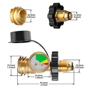 NiuBuNiu POL 100 lb Propane Tank Adapter Fittings, 1lb to 20lb Propane Tank Hose Adapter Old to New Connection Type, Comes with a Gauge Level Indicator.(Contains Sealing Tape)