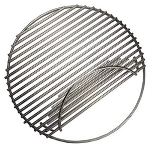 soldbbq 18 1/2" dia, 8mm stainless steel round grid single side hinged cooking grate replacement for large big green egg, char-griller,kamado joe,vision grill vgkss-cc2, b-11n1a1-y2a gas grill