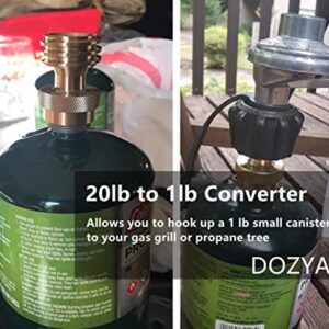 DOZYANT Steak Saver 20lb to 1lb Propane Tank Adapter for Disposable Throwaway Cylinder, Converter Universal 1 Pound / 16.4oz Disposable Small Tank for 20 or 30lb LP Gas Big Tank