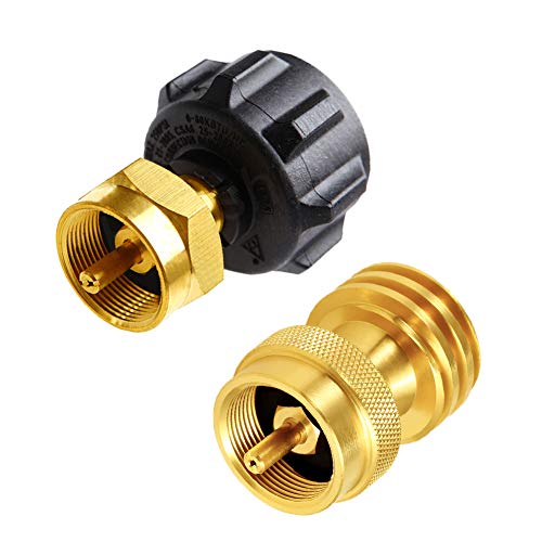 Hooshing QCC1 Propane Refill Adapter Regulator Valve and Steak Saver Adapter for Throwaway Cylinder Propane Adapter Set