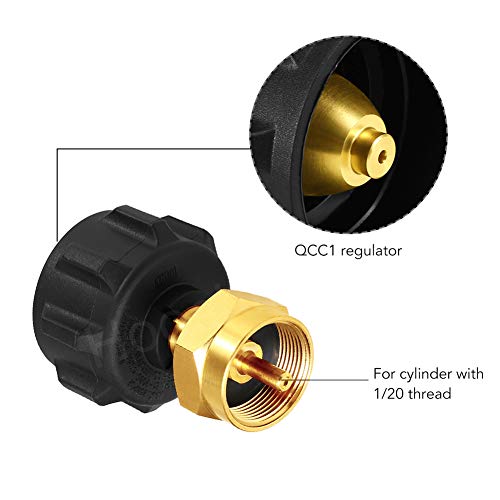 Hooshing QCC1 Propane Refill Adapter Regulator Valve and Steak Saver Adapter for Throwaway Cylinder Propane Adapter Set