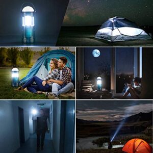 2 Pack Black 5 in 1 Solar USB Rechargeable 3 AAA Power Brightest COB LED Camping Lantern with S Charging for Device, Waterproof Collapsible Emergency Flashlight LED Light