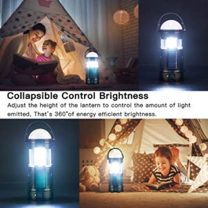 2 Pack Black 5 in 1 Solar USB Rechargeable 3 AAA Power Brightest COB LED Camping Lantern with S Charging for Device, Waterproof Collapsible Emergency Flashlight LED Light