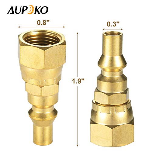 Aupoko 1/4'' LP Quick Connect Fitting, Propane Quick Connect Adapter Fitting, Low Pressure RV Propane Propane Hose Quick Disconnect, 1/4" Quick Connect Plug x 3/8" Female Flare for Grill, Heater