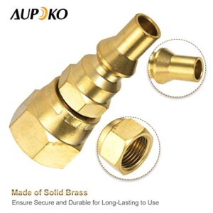 Aupoko 1/4'' LP Quick Connect Fitting, Propane Quick Connect Adapter Fitting, Low Pressure RV Propane Propane Hose Quick Disconnect, 1/4" Quick Connect Plug x 3/8" Female Flare for Grill, Heater