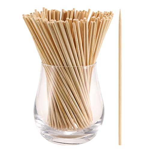 200 PCS Bamboo Skewers, 8 Inch Wooden Skewer for Appetizers, Fruit, Kebabs, Grilling Barbecue, Mini Burger, Sausage, Cocktail Picks for Drinks, Long Toothpicks, Food Sticks Natural, Kitchen Gadget