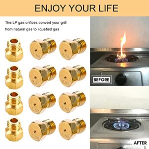 THYULIFE 12 Pack Grill Propane Gas Orifice Nozzle Conversion Kit - DIY Burner Brass Jet Nozzles Replacement Parts for Weber and Most Brands Grills, Easy to Drill Out, Orifice Size 0.5mm, M6x0.75mm