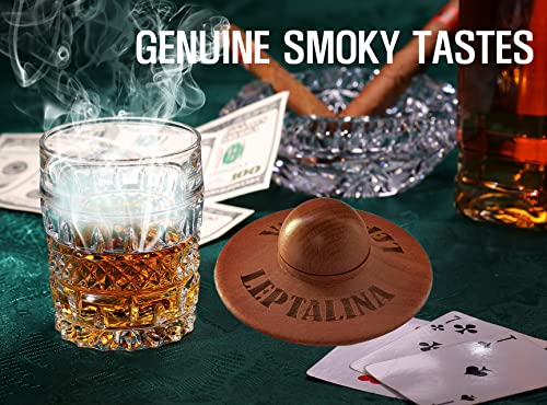 LEPTALINA Cocktail Smoker Kit with Torch and Whiskey Stones - Old Fashioned Cocktail Smoker Set with 6 Wooden Chips for Men, Boyfriend, Husband, Dad, Him (No Butane)