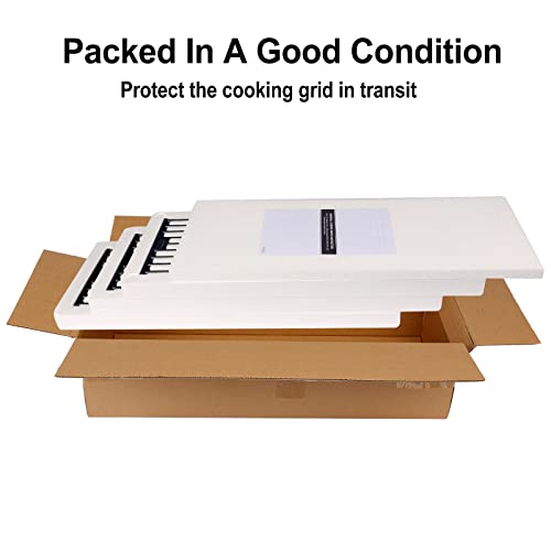 Hisencn Porcelain Cast Iron Cooking Grates for Char-Griller Duo 5050, 3001, 5650, 3008, 3030, 3725, 4000, 2121, King Griller 3008 5252, 19.75 inch Coated Cast Iron Grill Grids Replacement